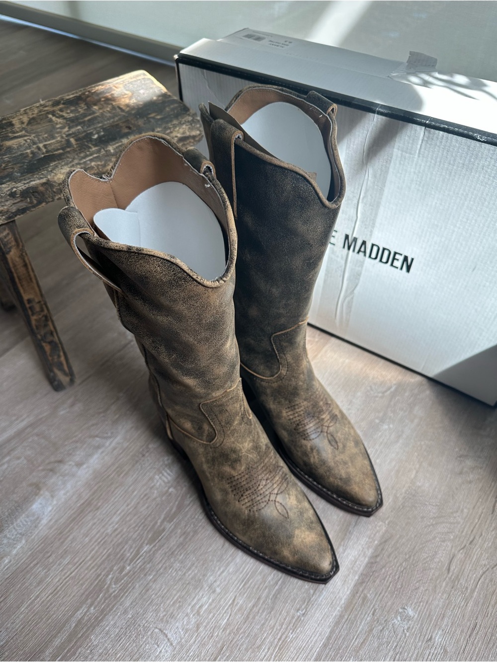 Albany Brown Distressed Steve Madden Boots - Picture 7 of 15